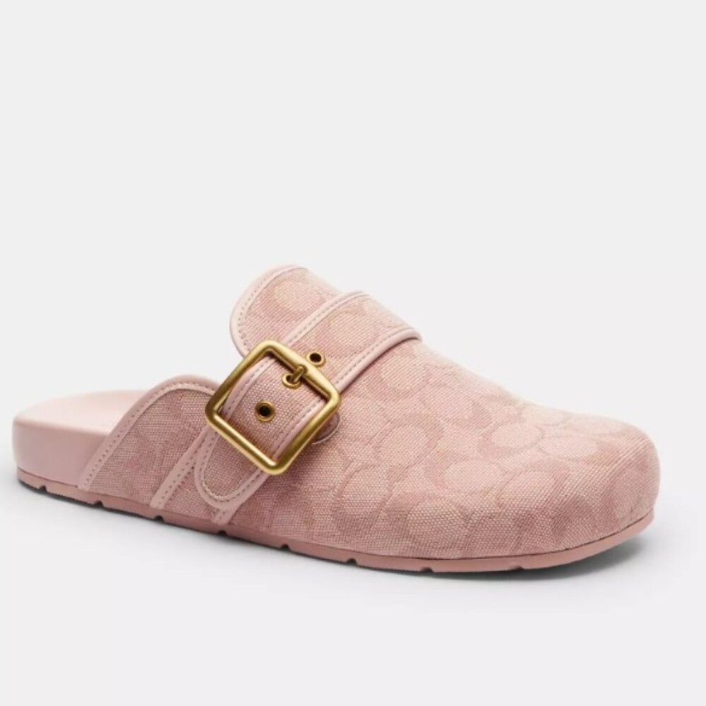 COACH Archival Buckle Clog In Signature Jacquard Canvas PINK!! SZ 10